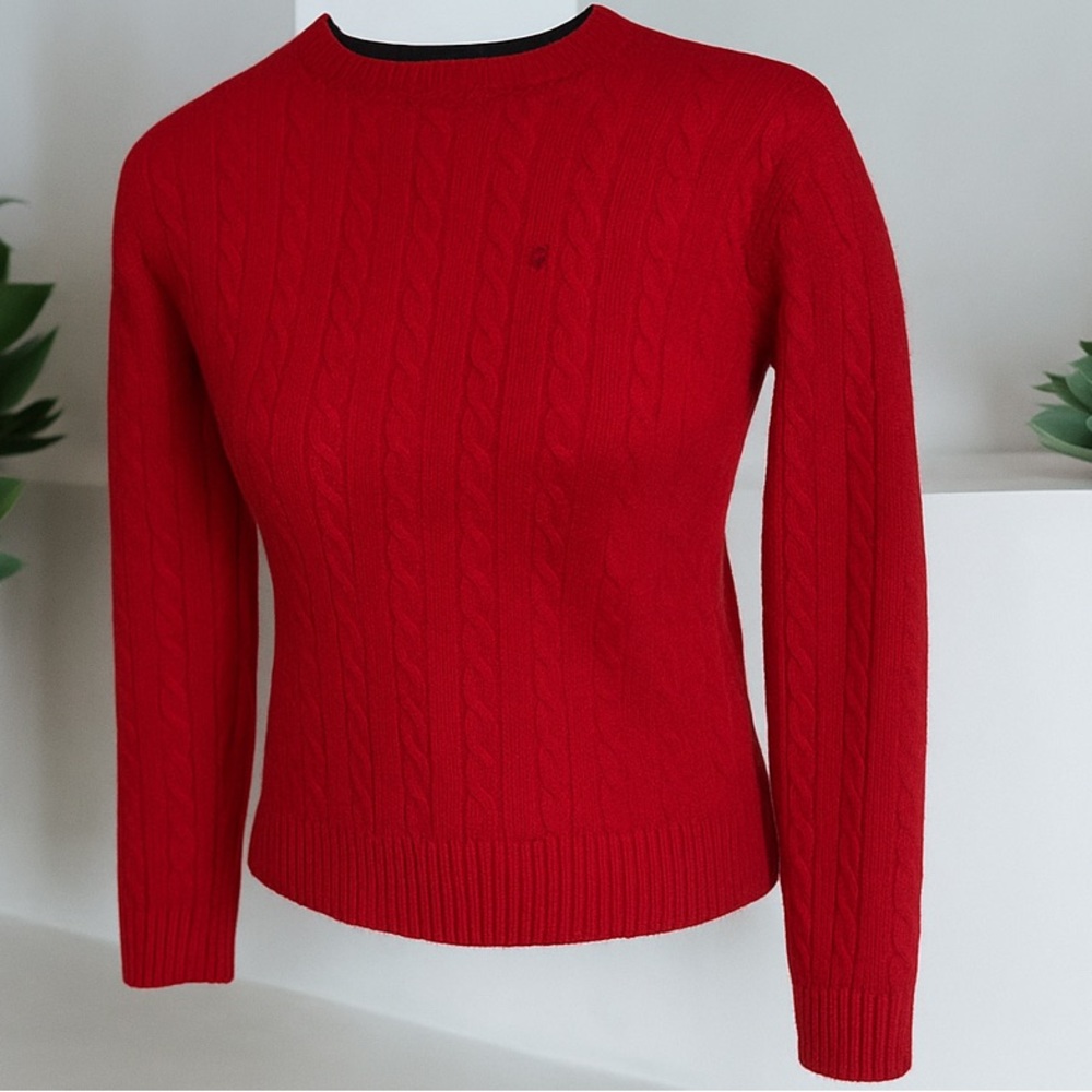 Ralph Laurent Red Cable Knit Sweater. Very Soft Sweater